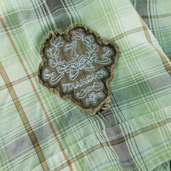 7 DIAMONDS Green Plaid Men's Button Down Short Sleeve Freedom Shirt XXL - Picture 7 of 7